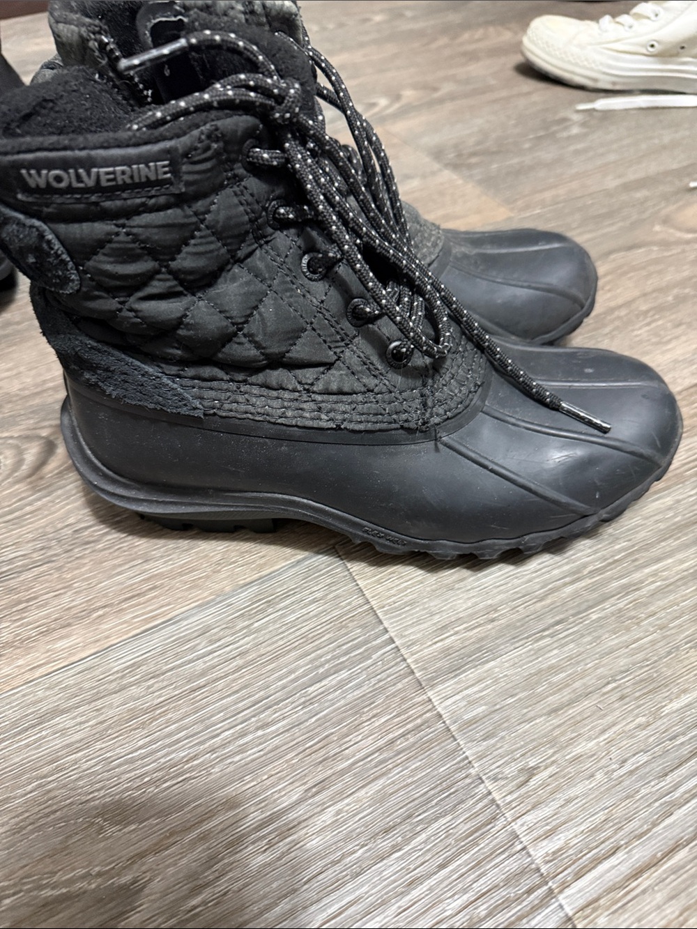 Wolverine Black Quilted Lace-Up Winter Rain Boots